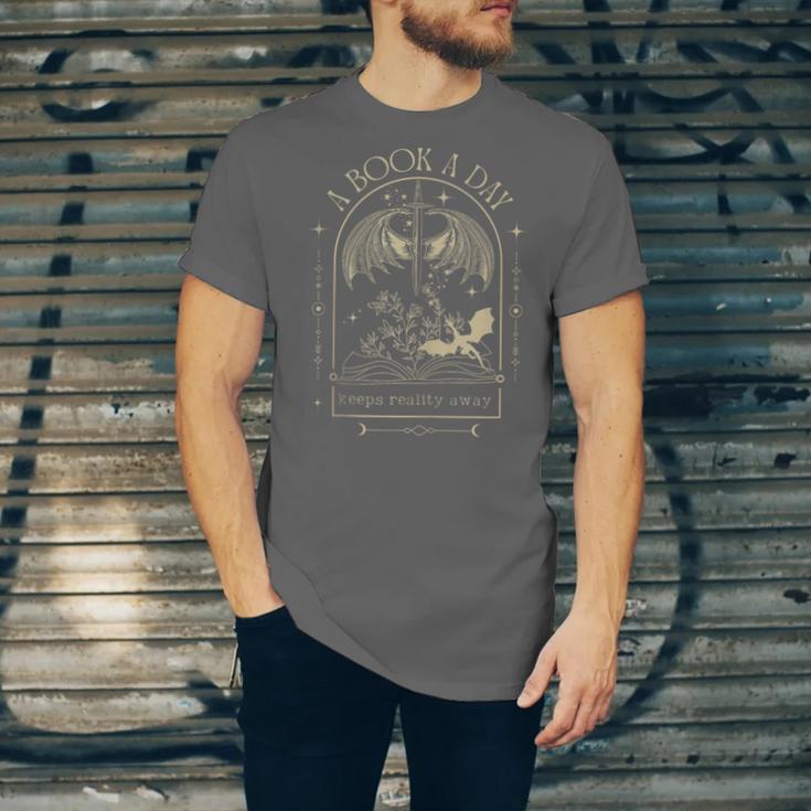 Vintage A Book a Day Keeps Reality Away Spicy Book Readers Unisex Jersey T-Shirt
