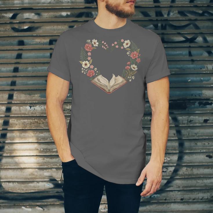Vintage Book Lover Valentine Heart Unisex Jersey T-Shirt