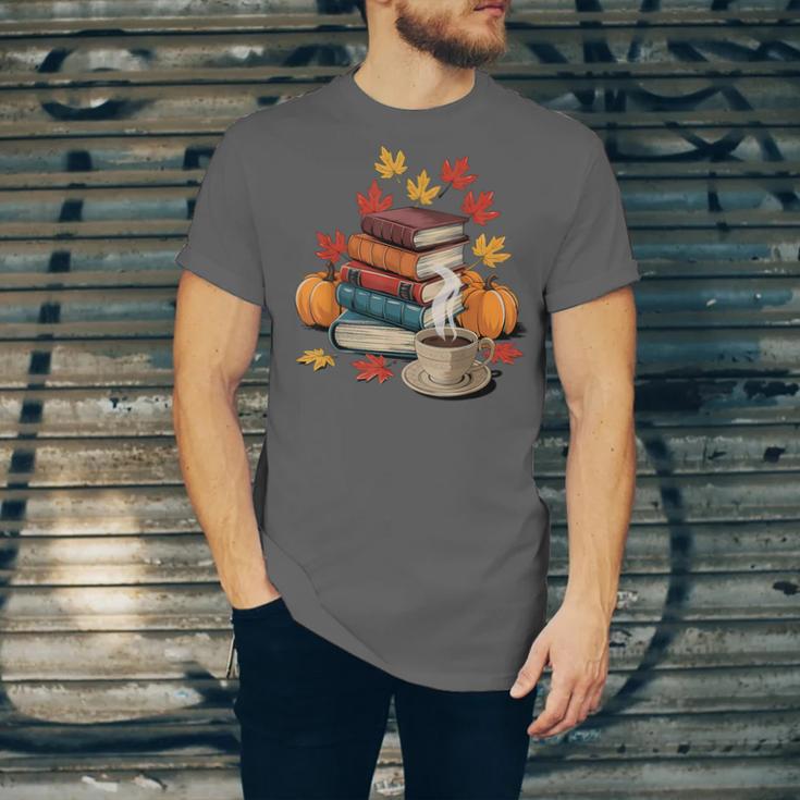 Vintage Books Tea Lovers Fall Autumn Leaves And Pumpkins Unisex Jersey T-Shirt Vintage Books Tea Lovers Fall Autumn Leaves And Pumpkins Unisex Jersey T-Shirt