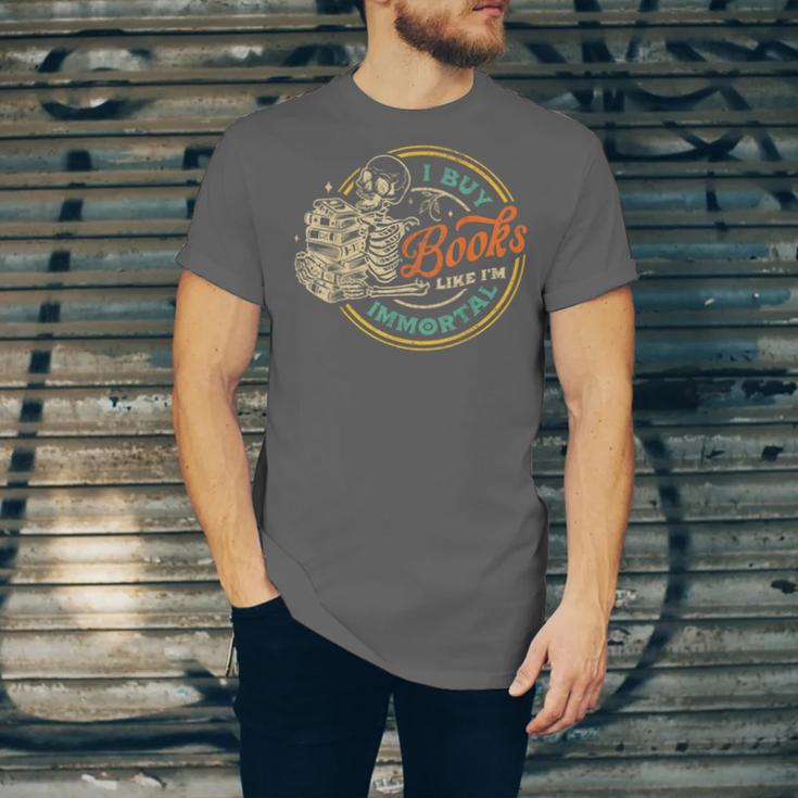 Vintage I Buy Books Like I'm Immortal Skeleton Reading Book Unisex Jersey T-Shirt Vintage I Buy Books Like I'm Immortal Skeleton Reading Book Unisex Jersey T-Shirt