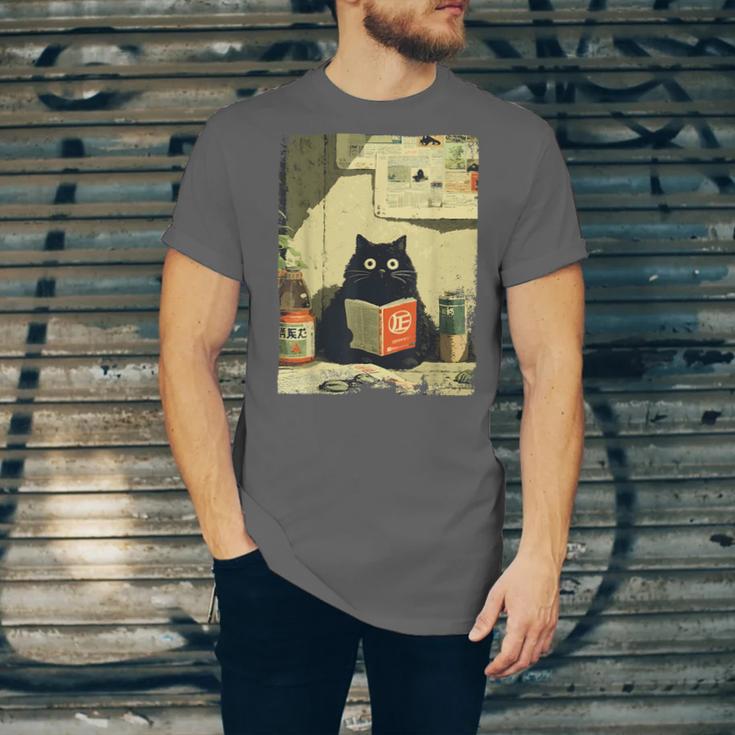 Vintage Japanese Cat Book Lovers Librarian Cat Dad Teacher Unisex Jersey T-Shirt Vintage Japanese Cat Book Lovers Librarian Cat Dad Teacher Unisex Jersey T-Shirt