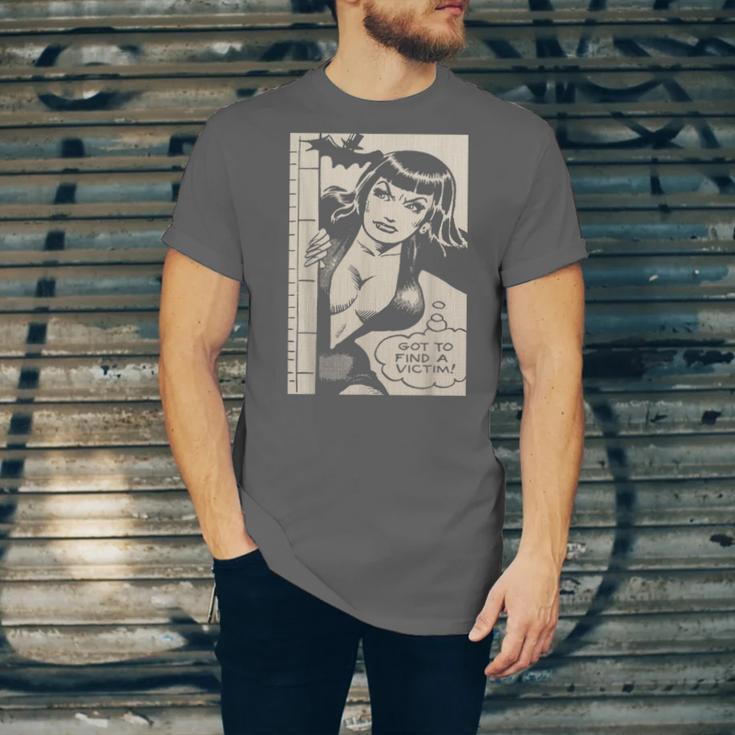 Vintage Vampire Bat Vampire Pin Up Girl Horror Comic Book Unisex Jersey T-Shirt