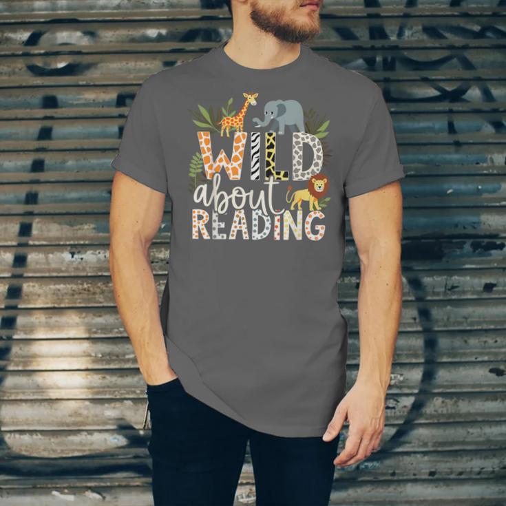 Wild About Reading Animals And Book Lovers Unisex Jersey T-Shirt