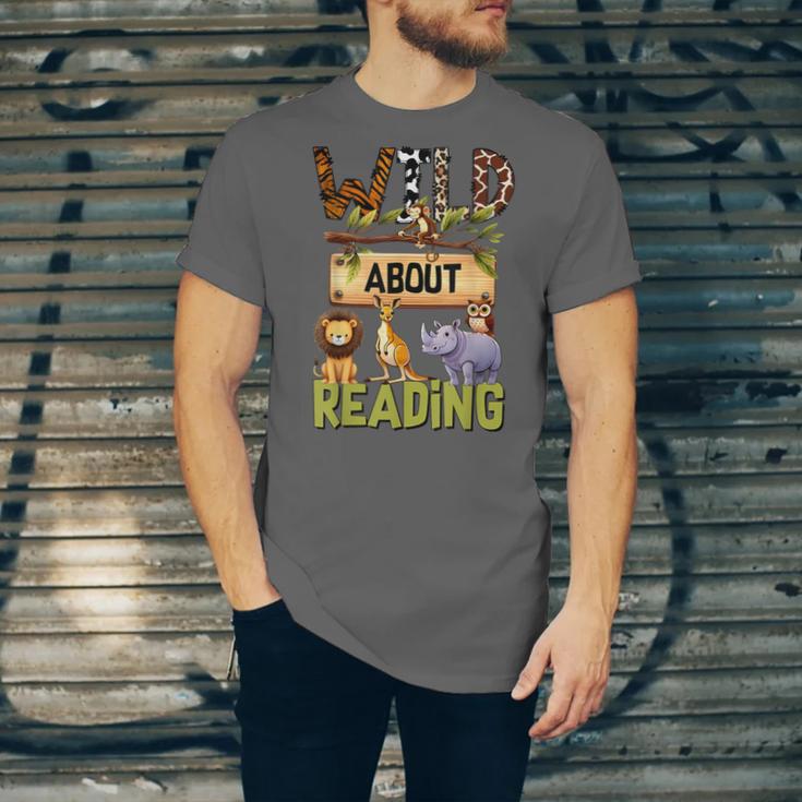 Wild About Reading Reading Books And Bookworm Library Day Unisex Jersey T-Shirt