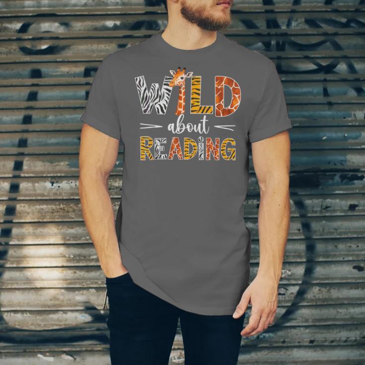 Wild About Reading Books Reader Teachers Kids Librarian Unisex Jersey T-Shirt