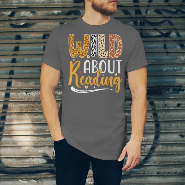 Wild About Reading Lover Bookworm Library Teacher Zoo Animal Unisex Jersey T-Shirt