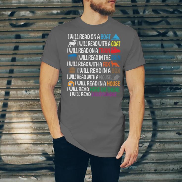 I Will Read Books On A Boat & Everywhere Reading Kids Book Unisex Jersey T-Shirt I Will Read Books On A Boat & Everywhere Reading Kids Book Unisex Jersey T-Shirt