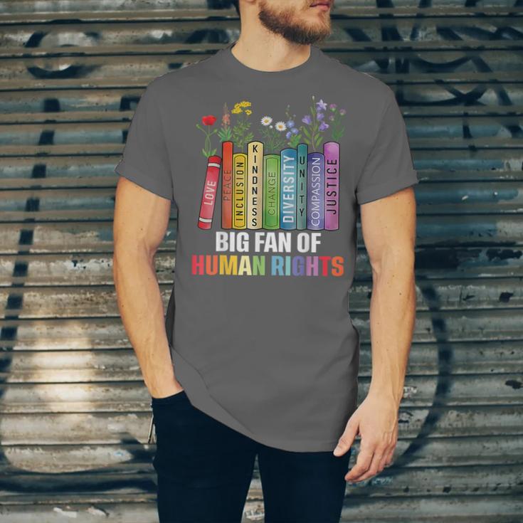 Women Floral Book Big Fan Of Human Rights Liberal Protest Unisex Jersey T-Shirt