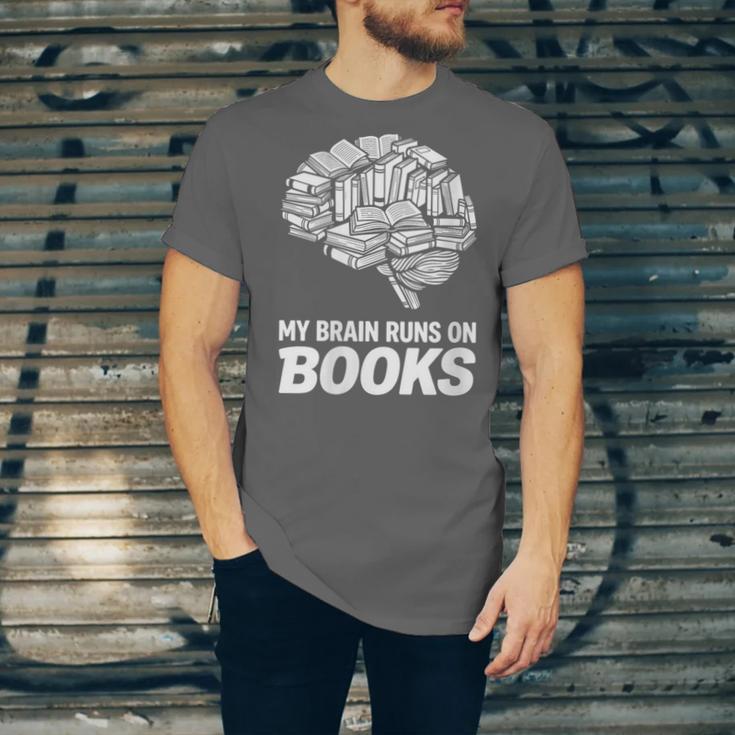 Women's My Brain Runs On Books Reading Bookworm Men Women Unisex Jersey T-Shirt Women's My Brain Runs On Books Reading Bookworm Men Women Unisex Jersey T-Shirt
