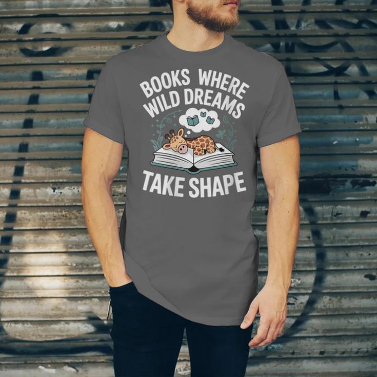 Women's Wild Dreams Reading Giraffe Book Reader Zoo Animals Kids Unisex Jersey T-Shirt Women's Wild Dreams Reading Giraffe Book Reader Zoo Animals Kids Unisex Jersey T-Shirt