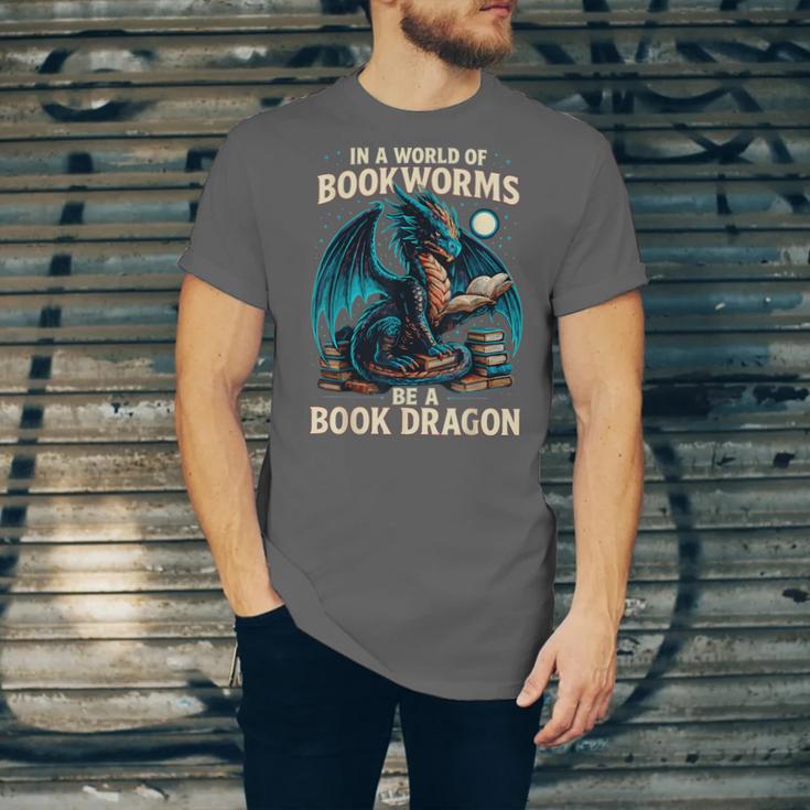 In a World Of Bookworms Be a Book Dragon Reading Unisex Jersey T-Shirt In a World Of Bookworms Be a Book Dragon Reading Unisex Jersey T-Shirt