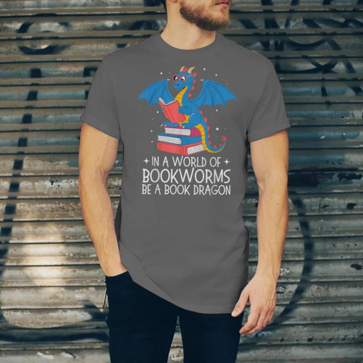 In A World Full Of Bookworms Be A Book Dragon Reading Unisex Jersey T-Shirt