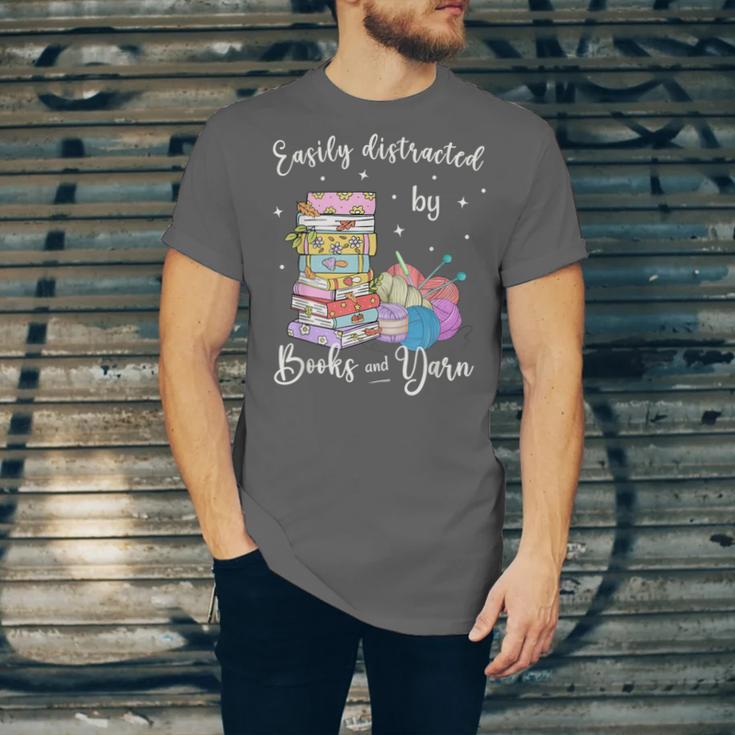 Yarn Quote Easily Distracted By Books And Yarn Reader Unisex Jersey T-Shirt Yarn Quote Easily Distracted By Books And Yarn Reader Unisex Jersey T-Shirt