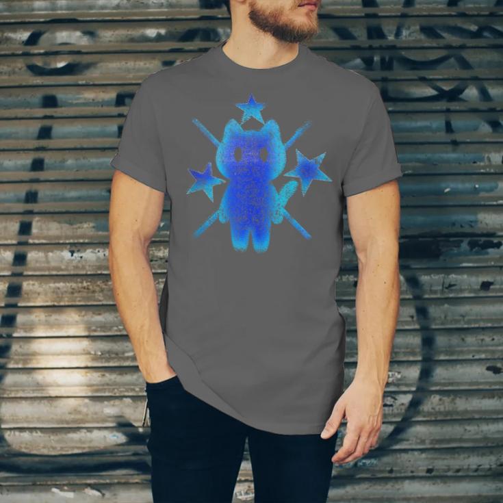 Yk2 Grunge Earthy Blue Cat With Stars Tomboy 90s Nostalgia Unisex Jersey T-Shirt Yk2 Grunge Earthy Blue Cat With Stars Tomboy 90s Nostalgia Unisex Jersey T-Shirt