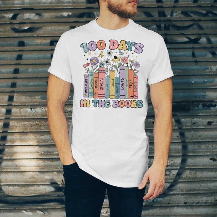 100 Days In The Books Reading Teacher 100th Day Of School Unisex Jersey T-Shirt