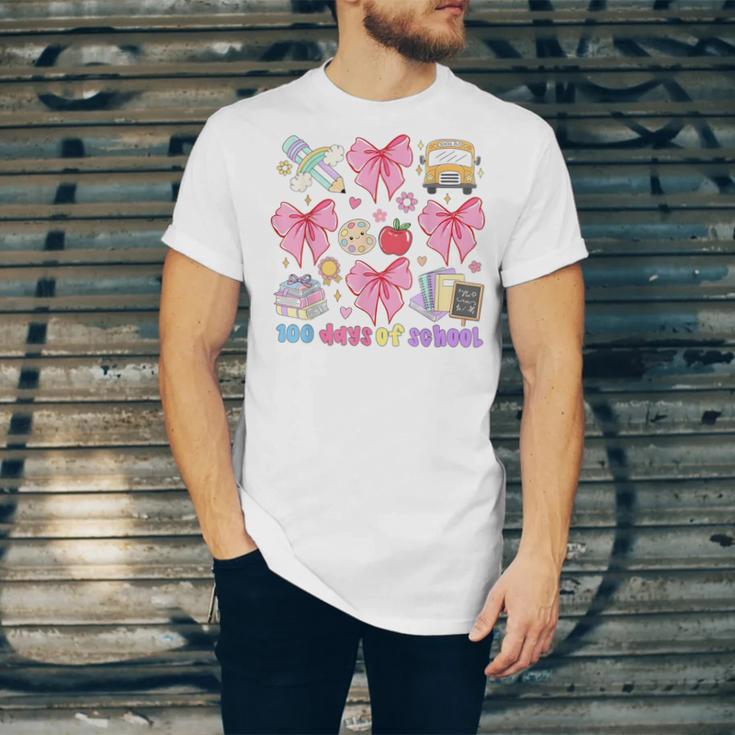 100 Days Of School Coquette Bow School Bus Pencil Books Unisex Jersey T-Shirt