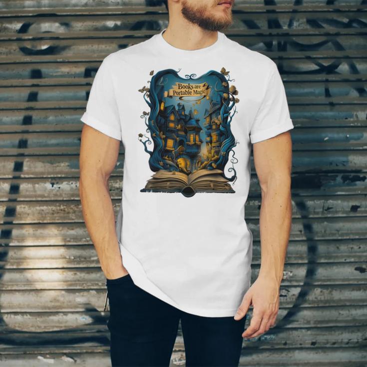 4 Books Are Portable Magic Bookish Reading Nerd Quote Unisex Jersey T-Shirt