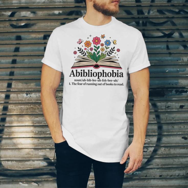 Abibliophobia Noun The Fear Of Running Out Of Books To Read Unisex Jersey T-Shirt