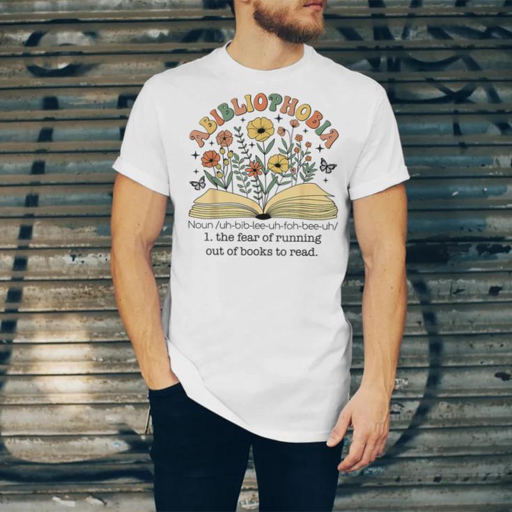 Abibliophobia Wildflower Reading Bookworm Book Reader Unisex Jersey T-Shirt Abibliophobia Wildflower Reading Bookworm Book Reader Unisex Jersey T-Shirt
