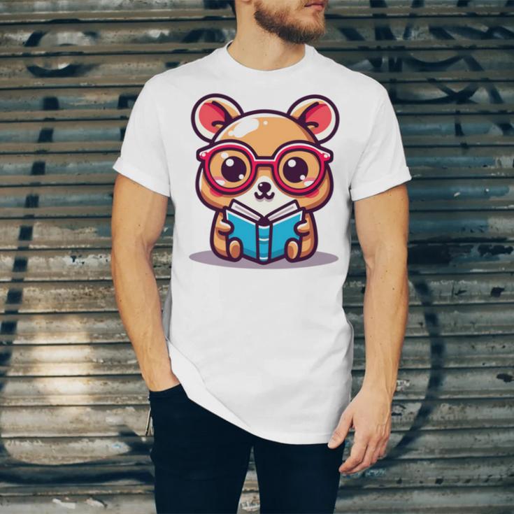 Adorable Book Lover Quokka With Reading Glasses Cute Unisex Jersey T-Shirt