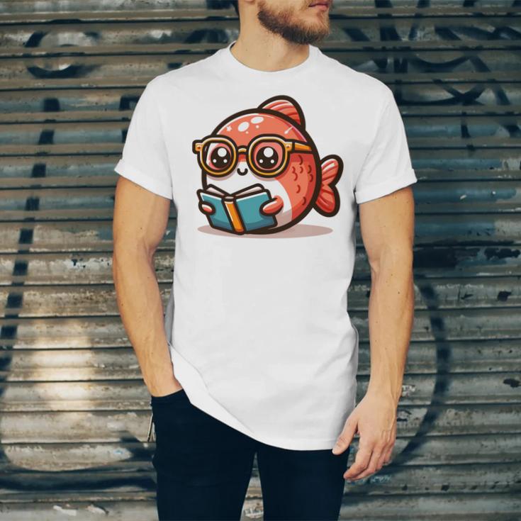 Adorable Book Lover Salmon With Reading Glasses Cute Unisex Jersey T-Shirt Adorable Book Lover Salmon With Reading Glasses Cute Unisex Jersey T-Shirt