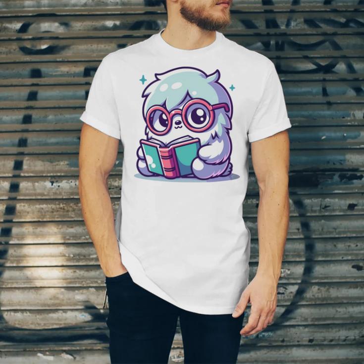 Adorable Book Lover Yeti With Reading Glasses Cute Unisex Jersey T-Shirt Adorable Book Lover Yeti With Reading Glasses Cute Unisex Jersey T-Shirt
