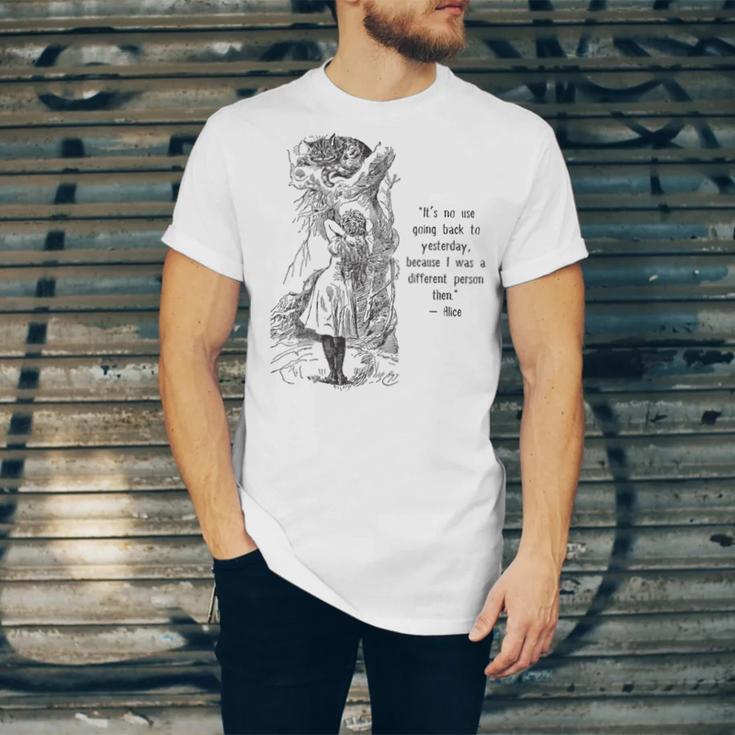 Alice Adventures Wonderland Vintage Book Quote Lewis Carrol Unisex Jersey T-Shirt