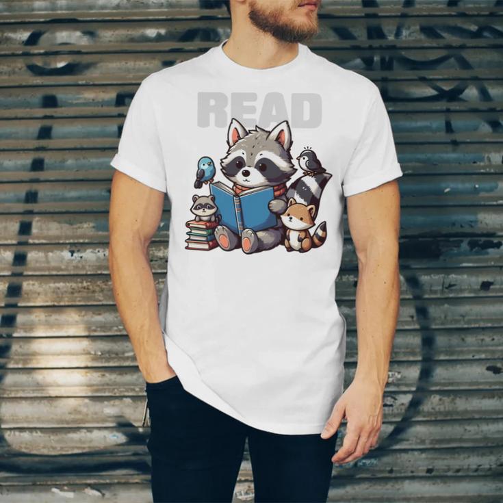 Animals Raccoon Reading Book Librarian Across America Kids Unisex Jersey T-Shirt