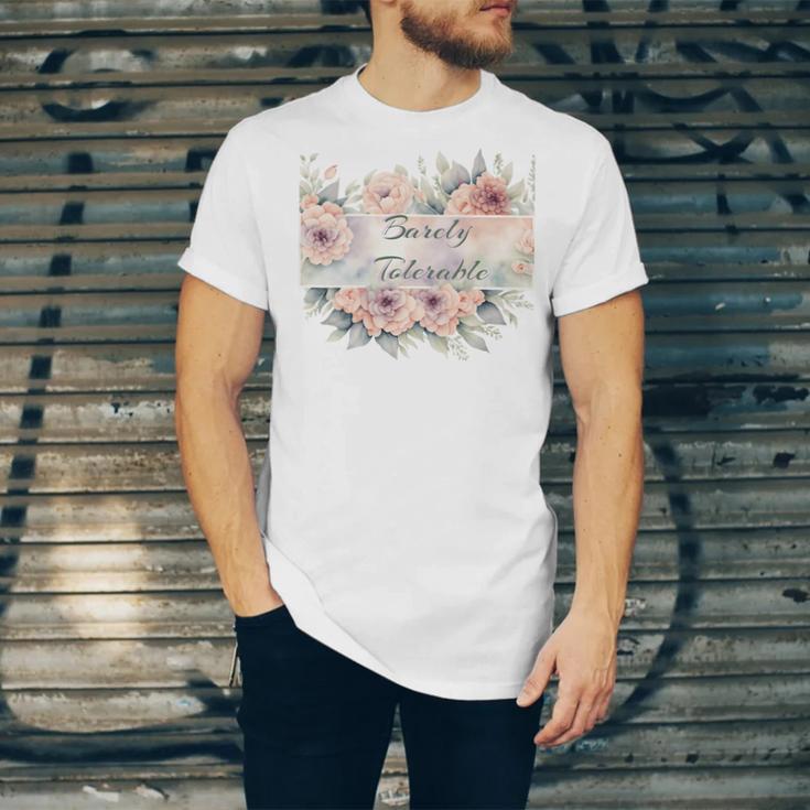 Barely Tolerable Book Floral Bookworm Lover Bookish Premium Unisex Jersey T-Shirt
