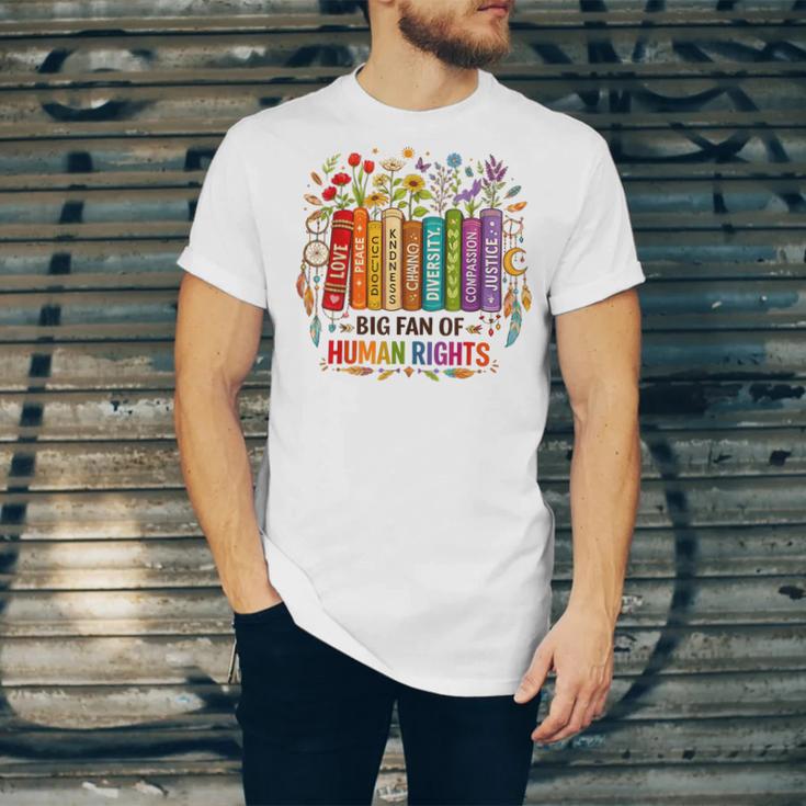 Boho Floral Book Big Fan Of Human Rights Liberal Protest Unisex Jersey T-Shirt