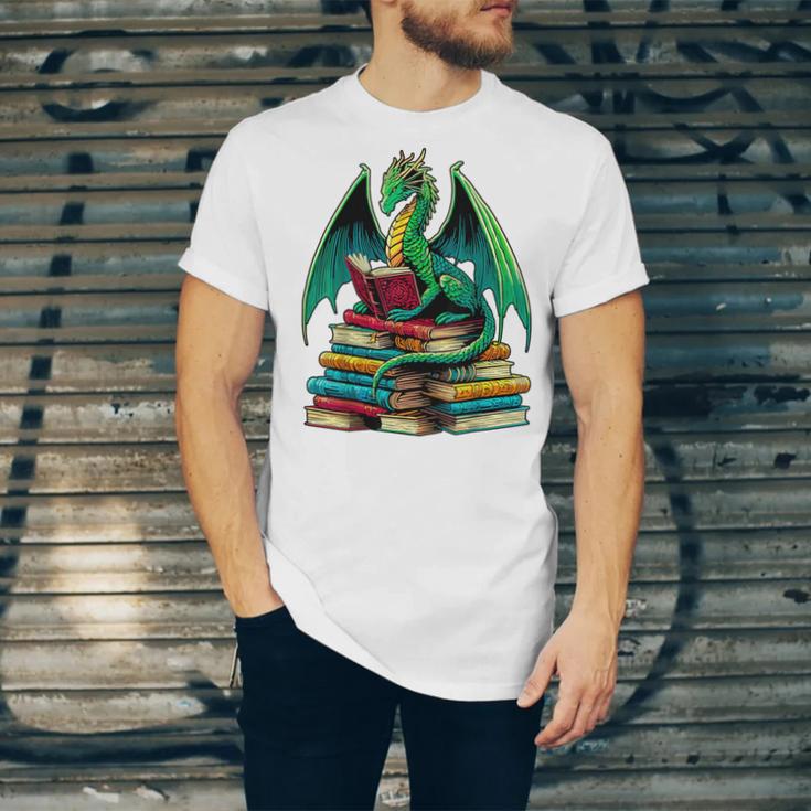 Book Dragon Reading Books Unisex Jersey T-Shirt Book Dragon Reading Books Unisex Jersey T-Shirt