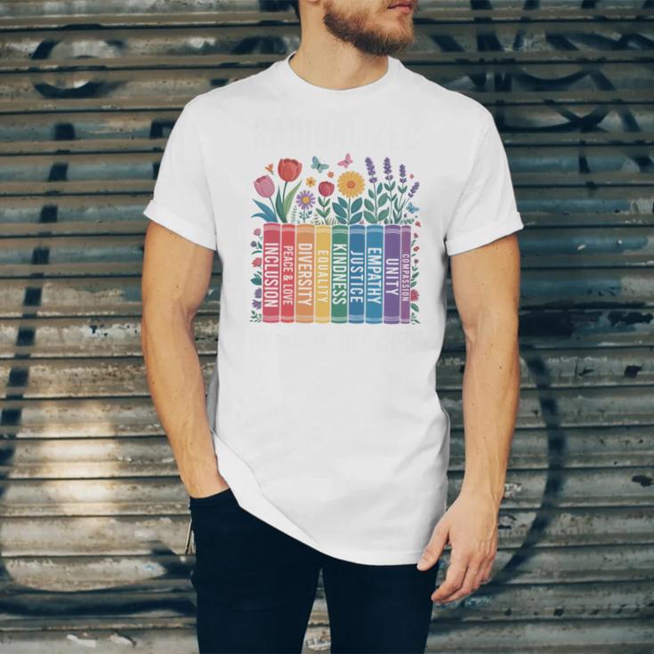 Book Flower Radicalized By Basic Decency Feminist Leftist Unisex Jersey T-Shirt