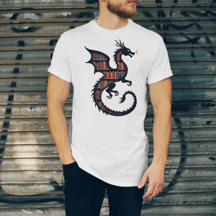 Book Lover Bookworm Reading Books Dragon Unisex Jersey T-Shirt