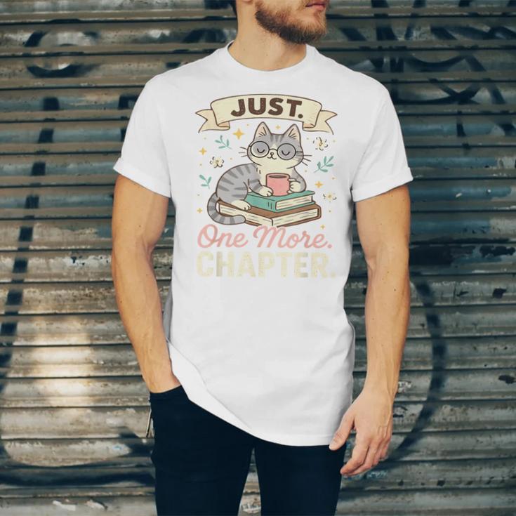 Book Lover Cute Cat Coffee Just 1 More Chapter Cozy Reading Unisex Jersey T-Shirt