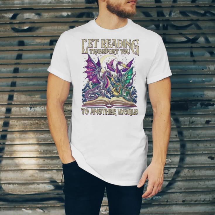 Book Lover Dragon Reading Transport You To Another World Unisex Jersey T-Shirt Book Lover Dragon Reading Transport You To Another World Unisex Jersey T-Shirt
