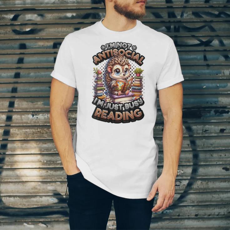Book Lover Hedgehog Reading Books Introvert Bookworm Unisex Jersey T-Shirt