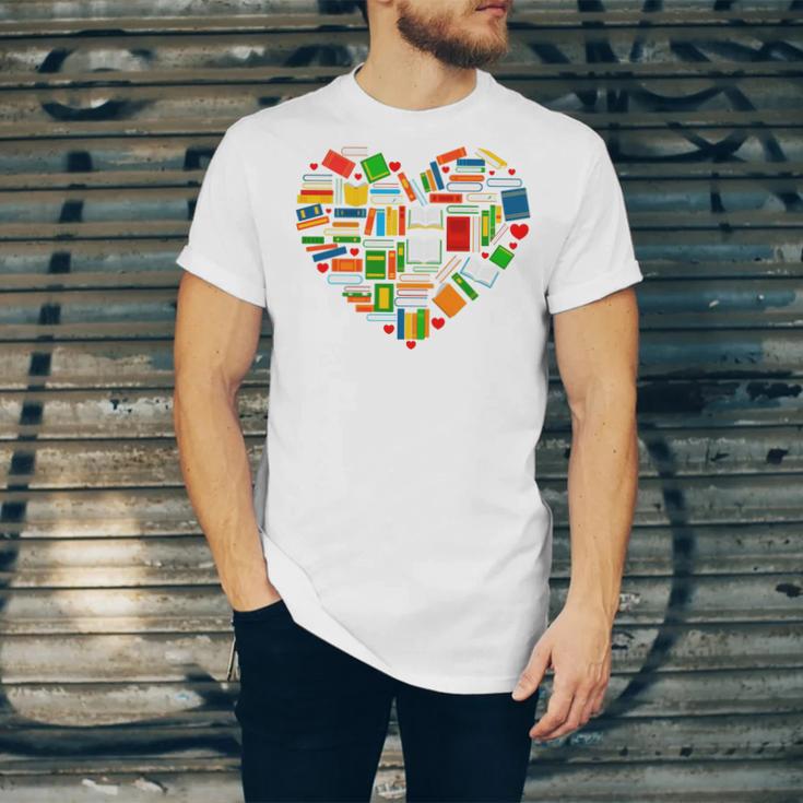 Book Lover Librarian Books Heart Valentine Unisex Jersey T-Shirt