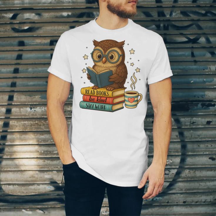 Book Lover Owl Reading Bookish Library Read Books Be Kind Unisex Jersey T-Shirt