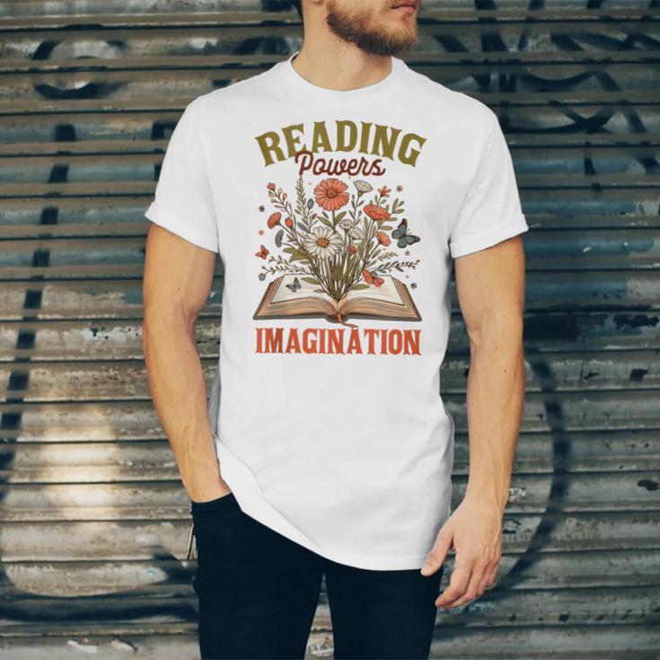 Book Lover Reading Bookish Floral Reading Powers Imagination Unisex Jersey T-Shirt