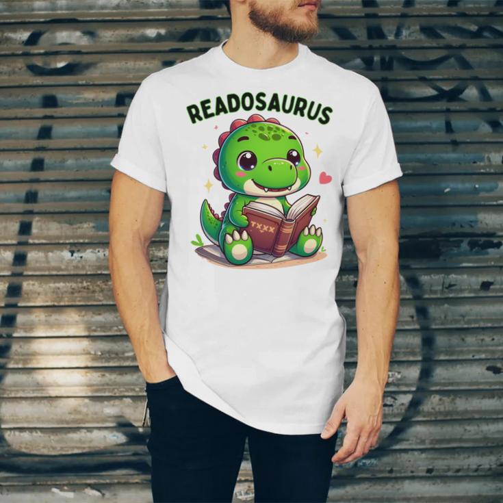 Book Lover Reading Dinosaur Readosaurus Library Unisex Jersey T-Shirt