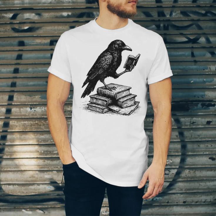 Book Raven Vintage Dark Academia Literature Reading Unisex Jersey T-Shirt Book Raven Vintage Dark Academia Literature Reading Unisex Jersey T-Shirt