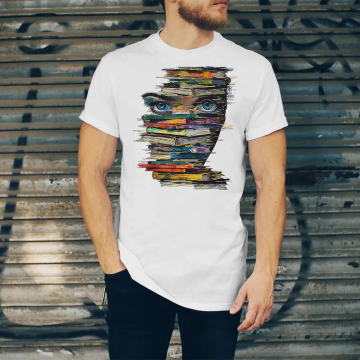 Book Women Graphic Art Colorful Eyes Unisex Jersey T-Shirt