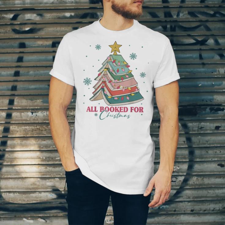 All Booked For Christmas Book Christmas Tree Lights Bookish Unisex Jersey T-Shirt