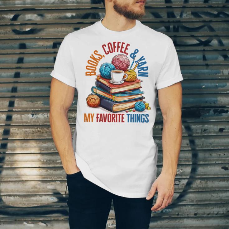 Books Coffee & Yarn Lover My Favorite Things Unisex Jersey T-Shirt Books Coffee & Yarn Lover My Favorite Things Unisex Jersey T-Shirt
