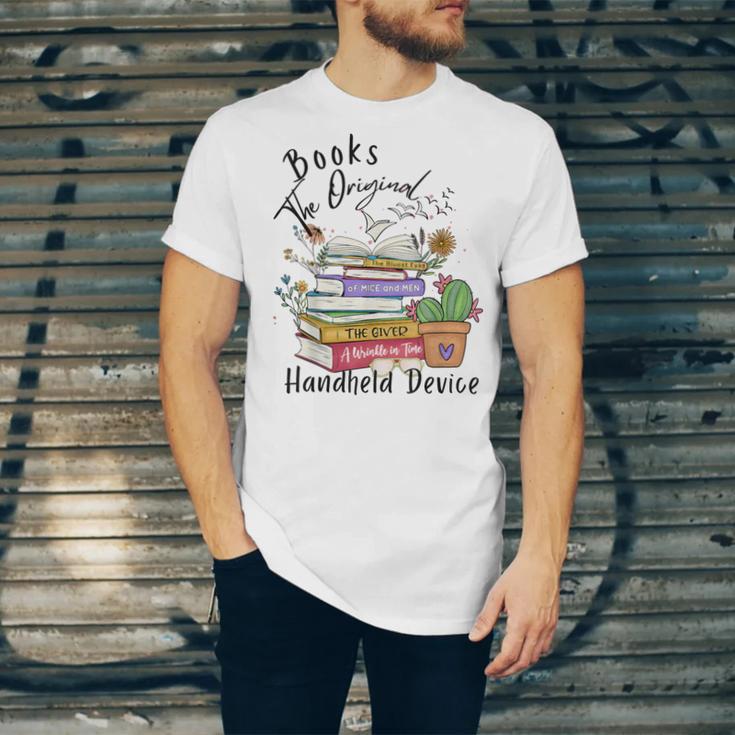Books Original Handheld Device Reader Literacy Book Lover Unisex Jersey T-Shirt