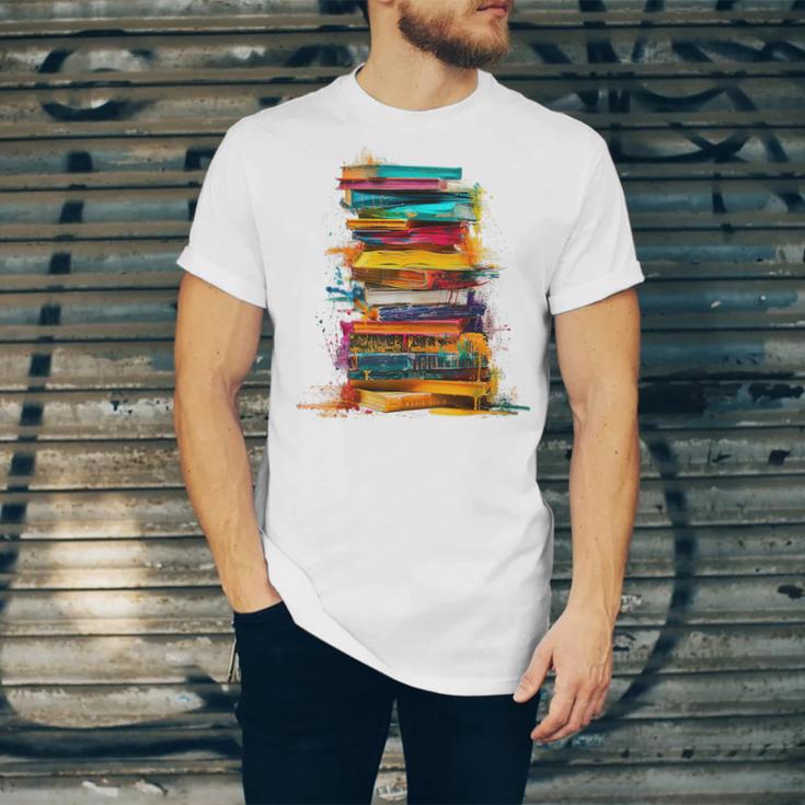 Books Painting Colorful Art Abstract Graphic Books Unisex Jersey T-Shirt Books Painting Colorful Art Abstract Graphic Books Unisex Jersey T-Shirt