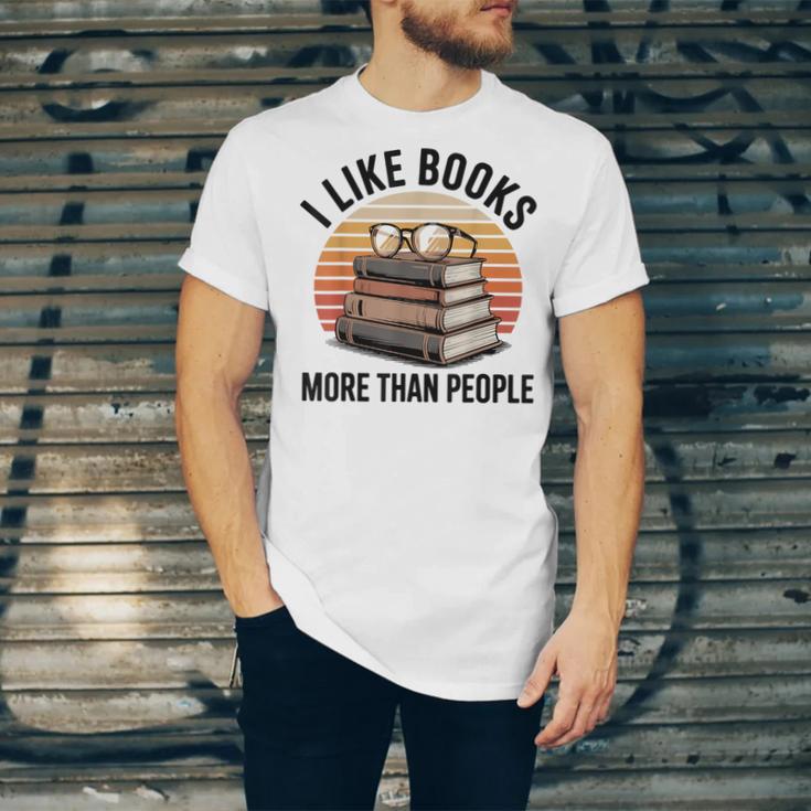 I Like Books More Than People Glasses Unisex Jersey T-Shirt