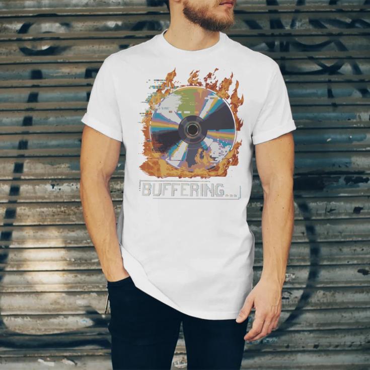 Buffering Glitched CD On Fire 2000s Nostalgia Unisex Jersey T-Shirt
