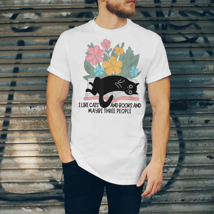 Cat Meme I Like Cats And Books And Maybe Three People Unisex Jersey T-Shirt Cat Meme I Like Cats And Books And Maybe Three People Unisex Jersey T-Shirt