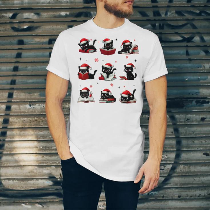 Cat Reading Books Lover Christmas Cat Lover Xmas Unisex Jersey T-Shirt Cat Reading Books Lover Christmas Cat Lover Xmas Unisex Jersey T-Shirt